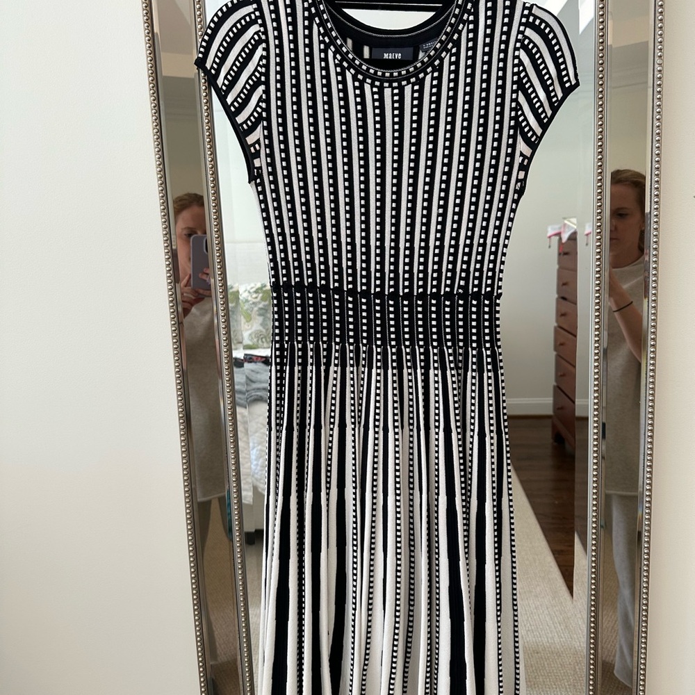 Maeve by Anthropologie Black and White Striped Dress